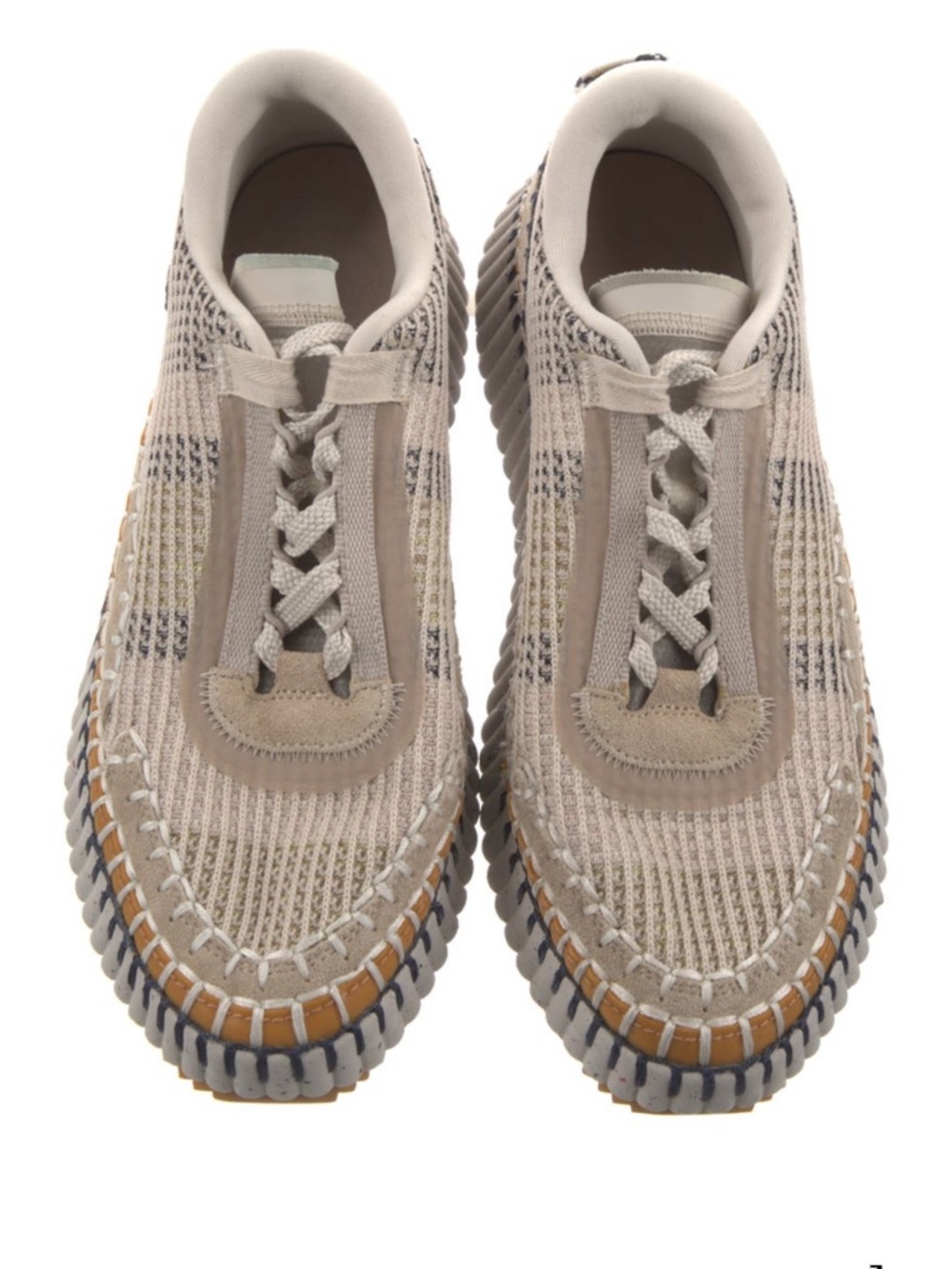 Chloe Nama Whipstitch Biscotti Beige Platform Walking Sneakers 40 - Picture 5 of 7